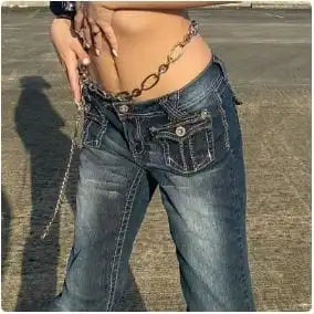Low Rise Flare Jeans Y2K