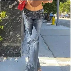 Low Rise Flare Jeans Y2K