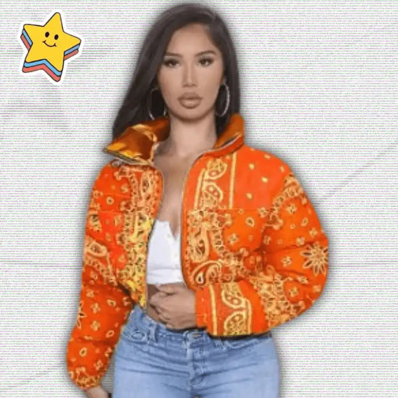 Y2K Bandana Print Puffer Jacket