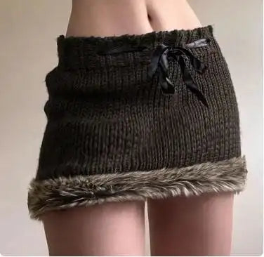Y2K Brown Knit Mini Skirt