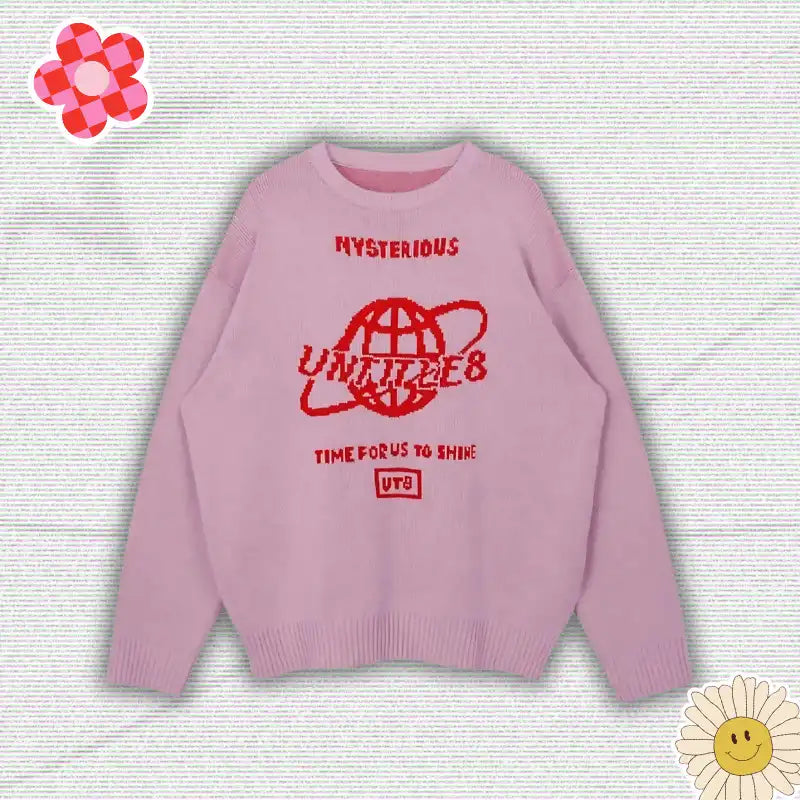 Y2K Earth Motif Knit Sweaters