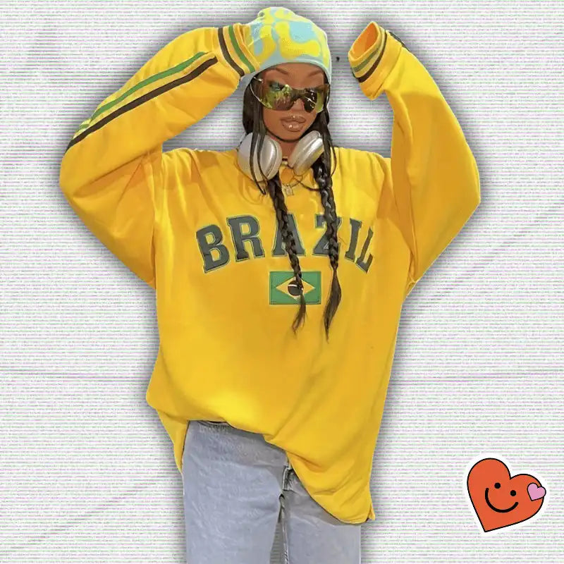 Y2K Oversized Brazil Sweatshirt