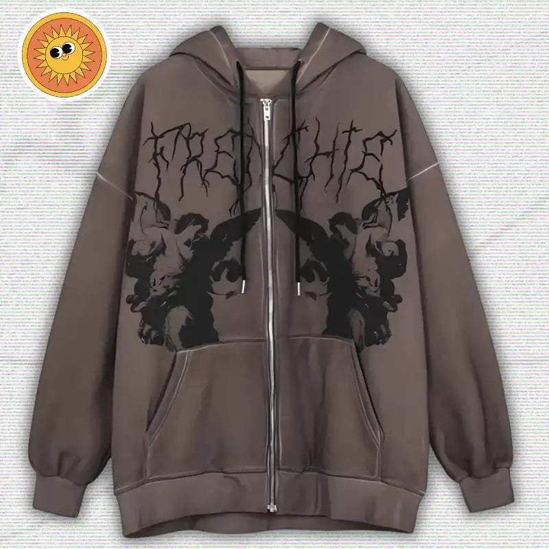 Y2K Punk Graphic Zip Up Hoodie