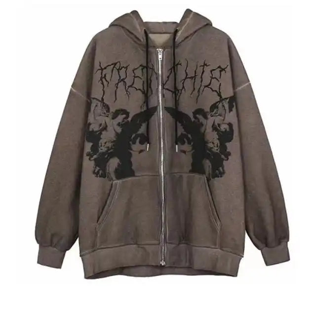 Y2K Punk Graphic Zip Up Hoodie