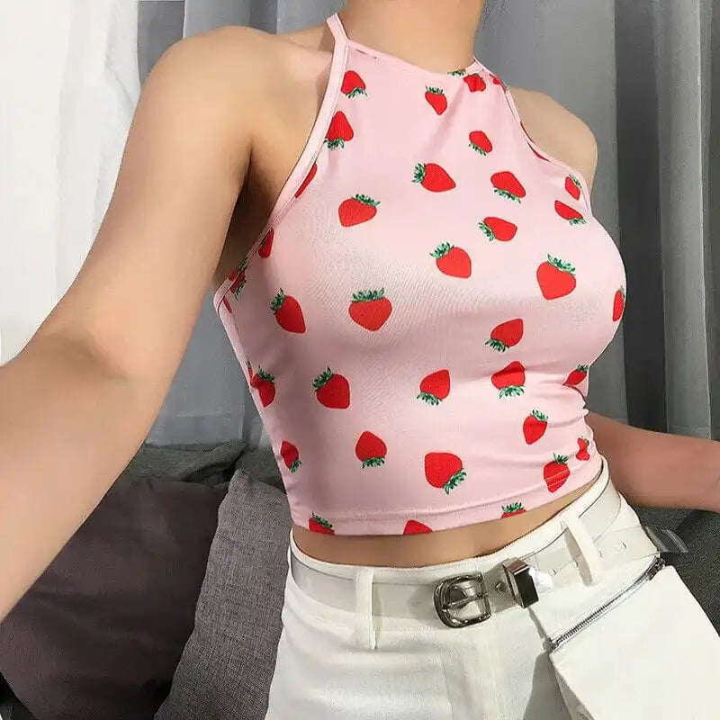 Y2K Sweet Stramberry Crop Top