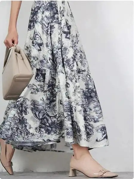 Y2K Vintage Print Long Skirt