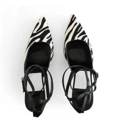 Y2K Zebra Strappy Heels