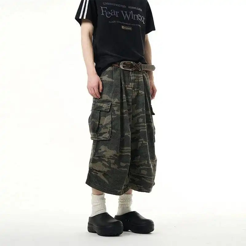 Y2k Camo Cargo Long Shorts
