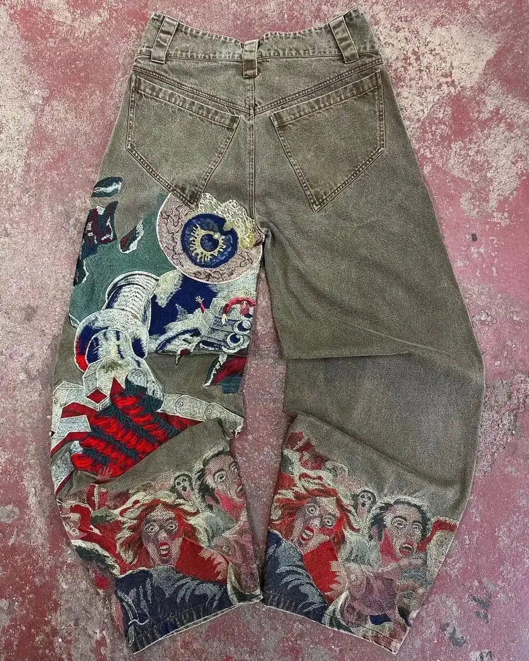 Y2k Jeans Japanese Embroidered